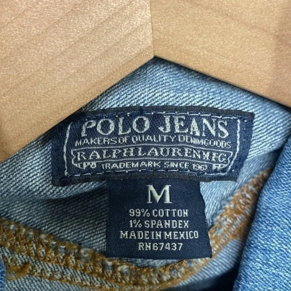 Vintage Polo Ralph Lauren Stone Washed Stretch Denim Jean Jacket - Picture 4 of 5